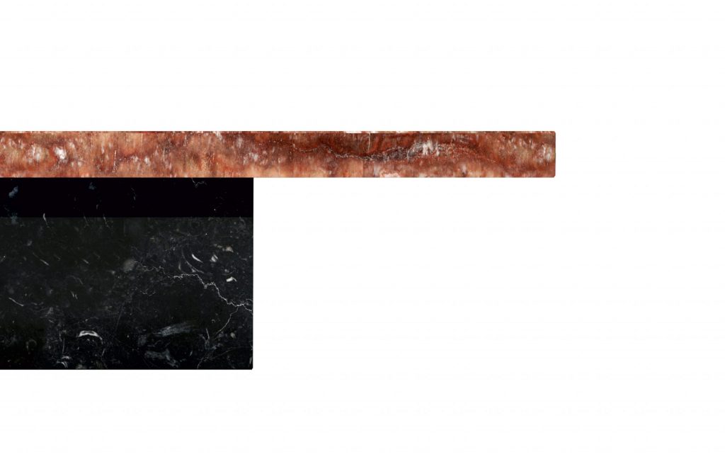 mesa centro modelo PLat en mármol travertino