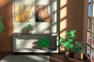 consola mármol travertino cristal Creta Joaquín Moll para Meddel