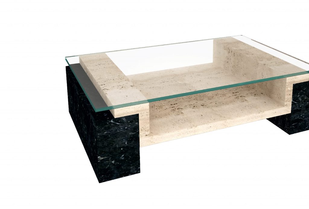 mesa centro cristal diseño mármol travertino mesa Antea