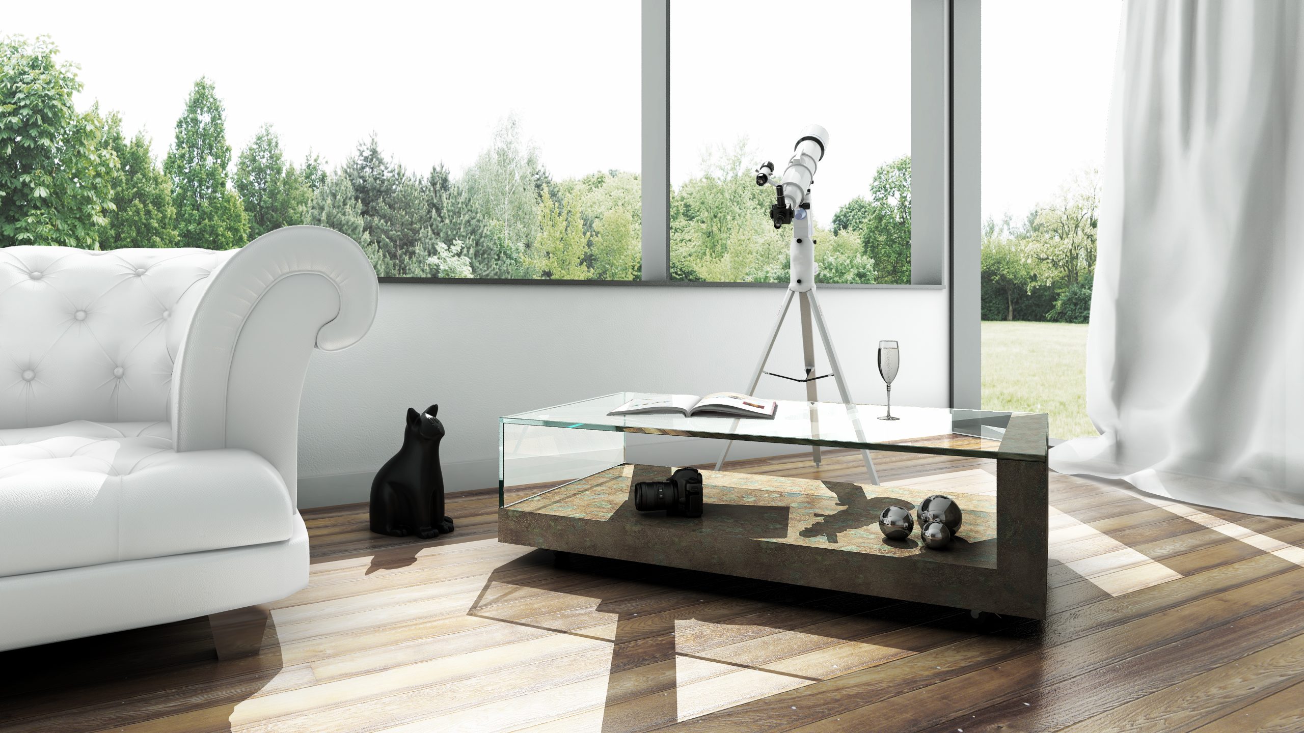 mesa centro mármol cristal Fornix