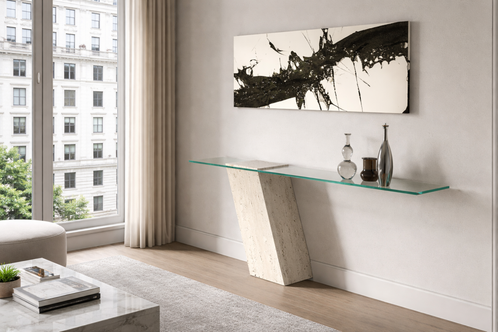 AKRA CONSOLA MÁRMOL CRISTAL TRAVERTINO