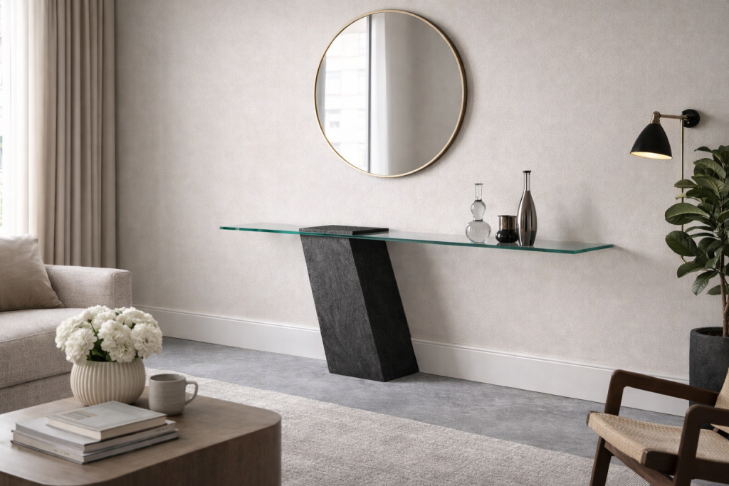 AKRA RECIBIDOR MÁMROL PIZARRA NEGRA Akra Console Table Marble Akra Console Table Marble