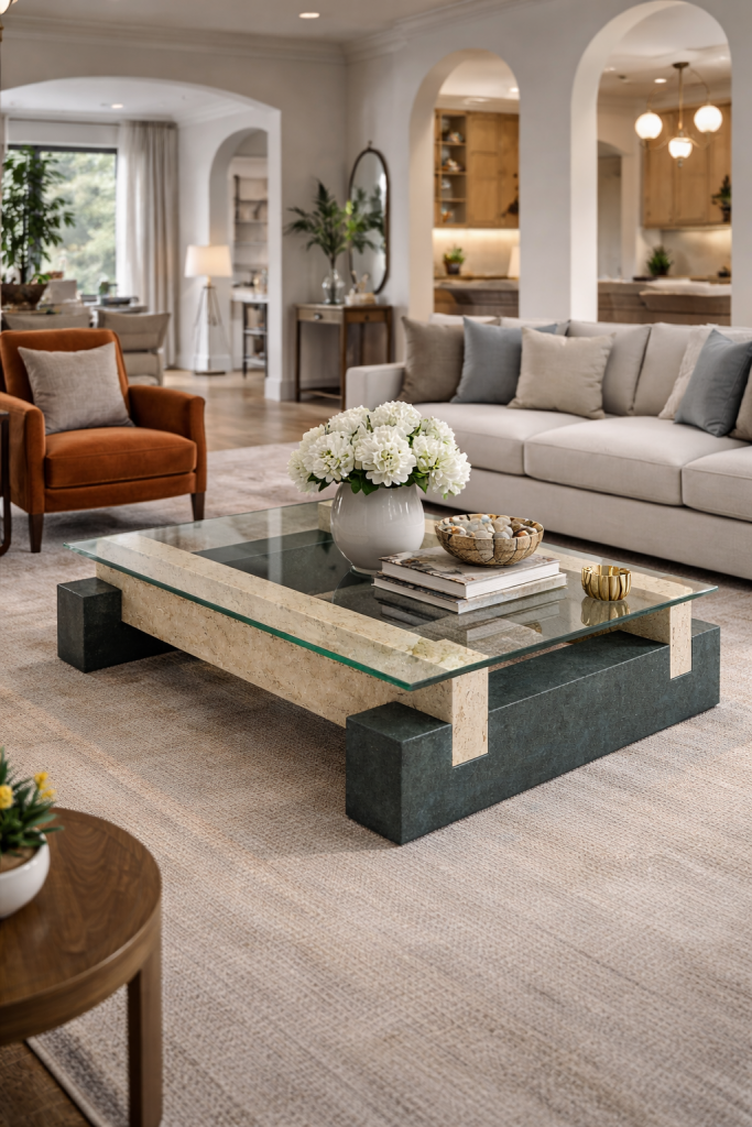 argenta mesa centro mármol y pizarra