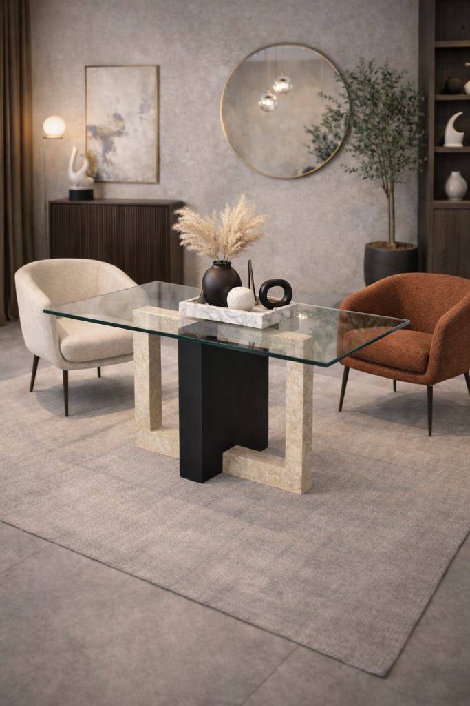 COVIA MESA COMEDOR MÁRMOL PIZARRA CRUZ