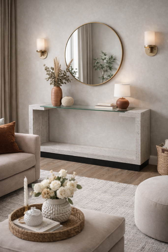 Creta consola Mármol Travertino Diseño Moderno contemporáneo Joaquín Moll