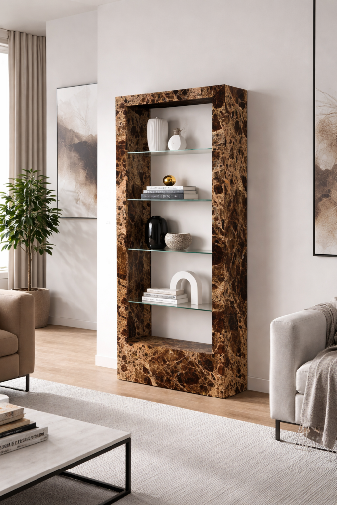 daida estantería mármol cristal