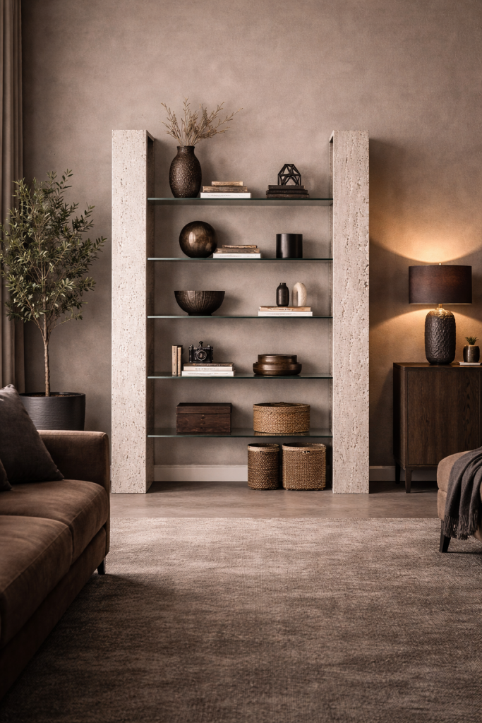 sial mueble estantería diseño mármol travertino meddel