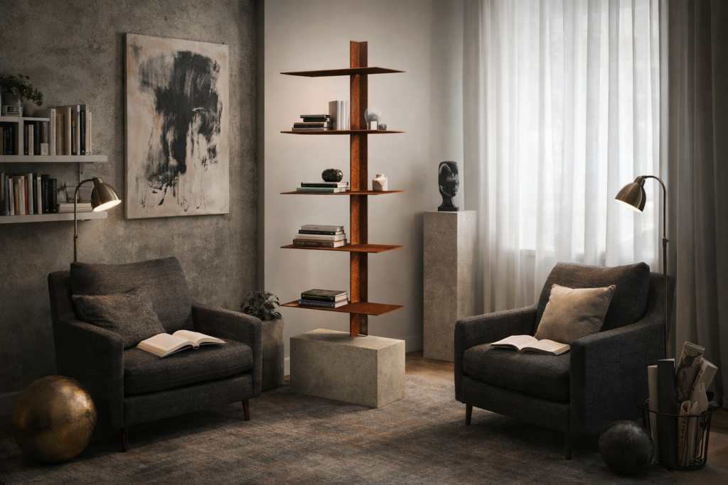 Moon estantería diseño mármol metal