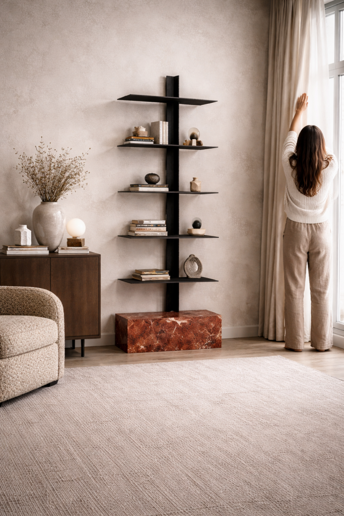 estantería moderna diseño mármol Moon Meddel