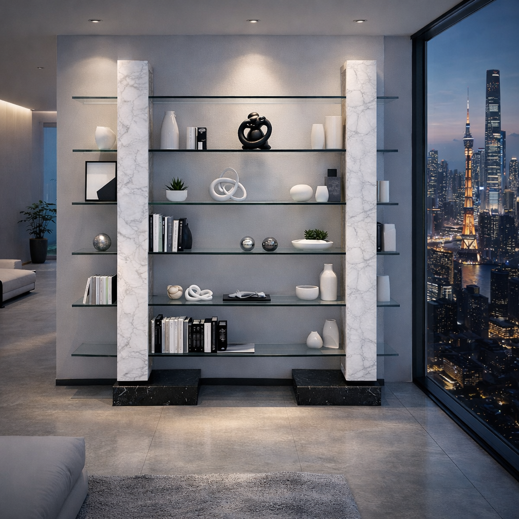 trade mueble estantería diseño contemporáneo mármol Carrara