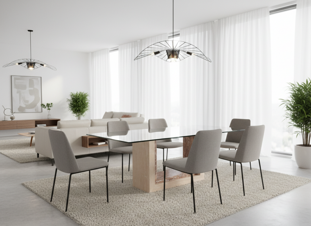 FELES MESA COMEDOR TRAVERTINO MÁRMOL