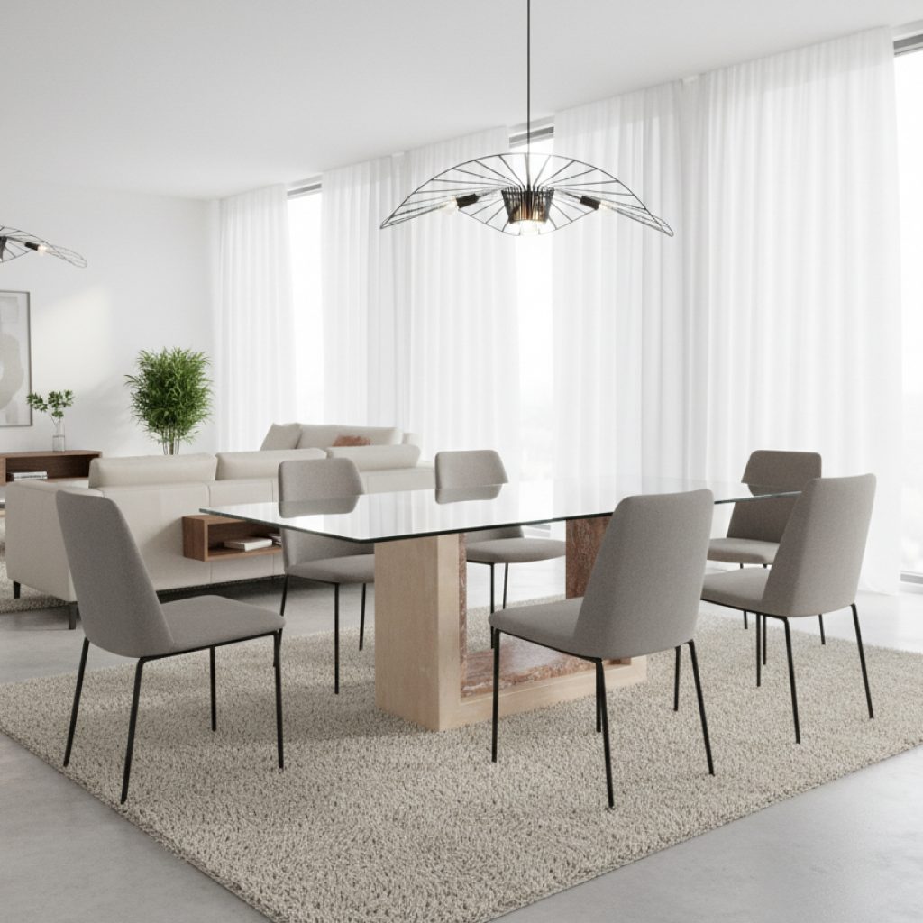 FELES MESA COMEDOR TRAVERTINO