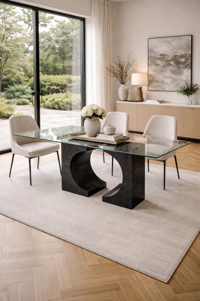 PEDESTALES MÁRMOL MESA COMEDOR PIZARRA NEGRA ALBEDO MOLL