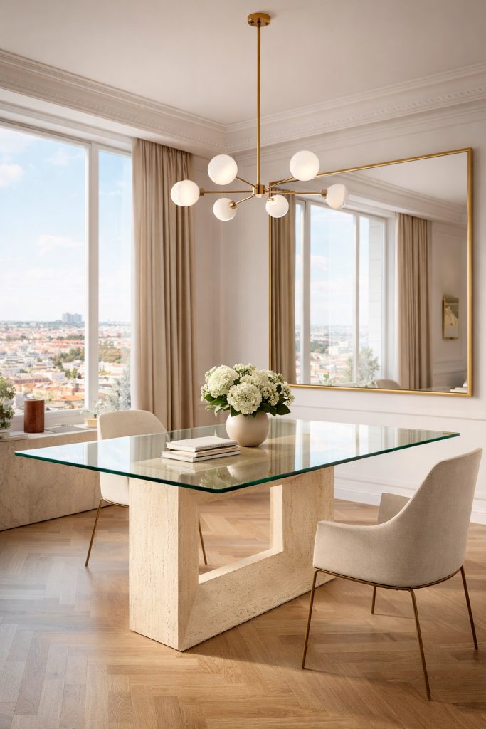 MYA MESA MÁRMOL TRAVERTINO CRISTAL DISEÑO