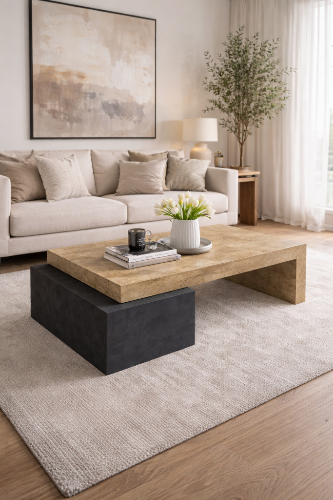 mesa centro mármol pizarra norita diseño