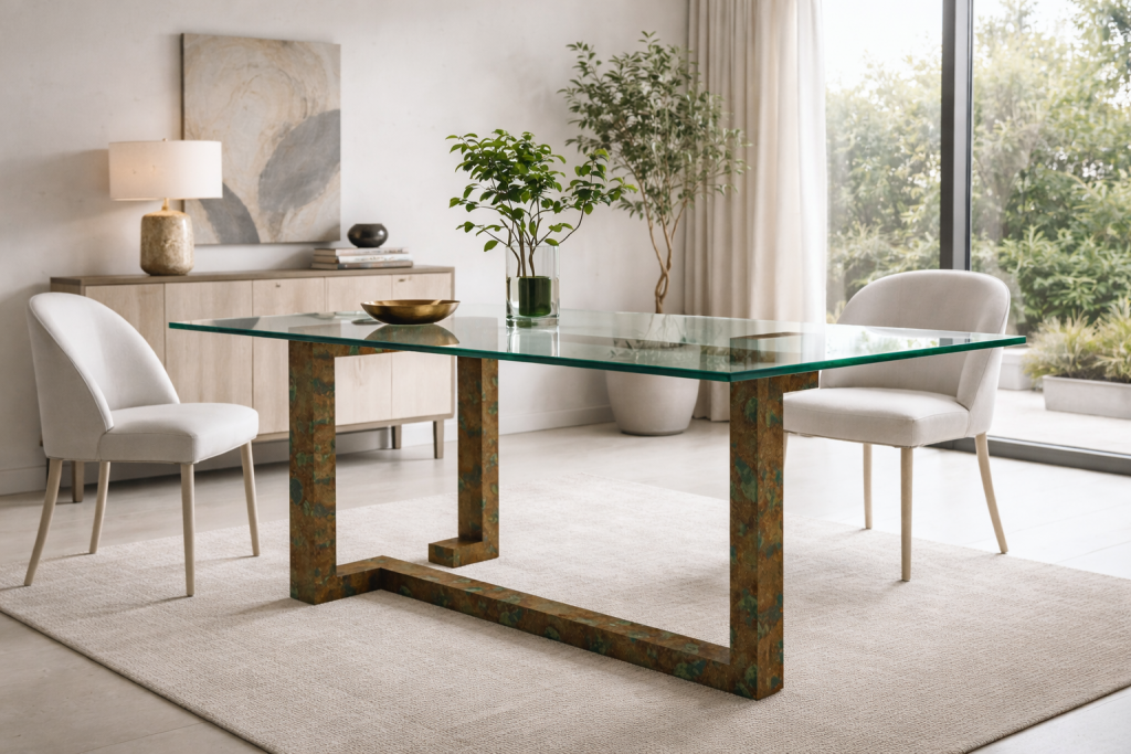 OTEYZA MESA COMEDOR ESCULTURA PIZARRA ÓXIDO MOLL