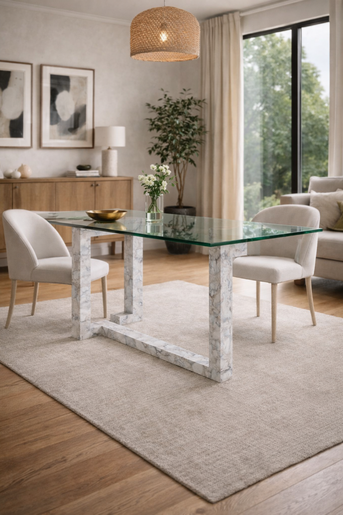 mesa comedor diseño mármol carrara