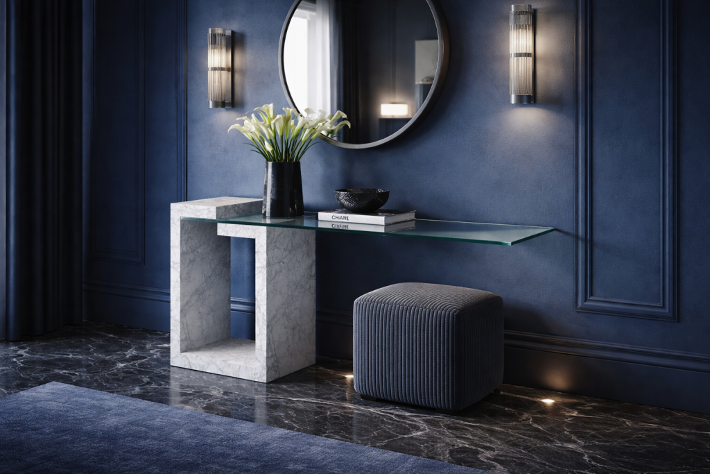 dove consola moderna mármol blanco carrara italia