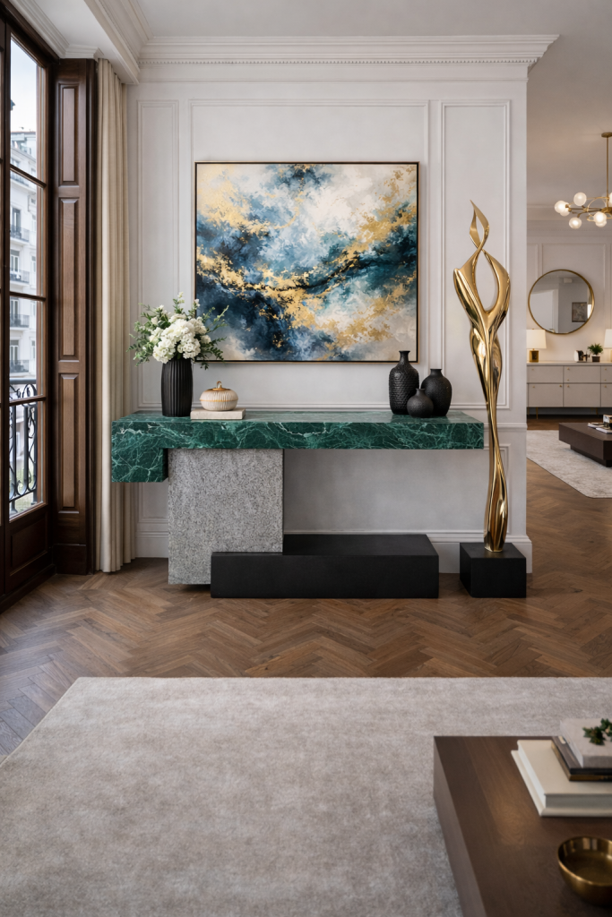 tacerii consola mármol cubos mármol verde