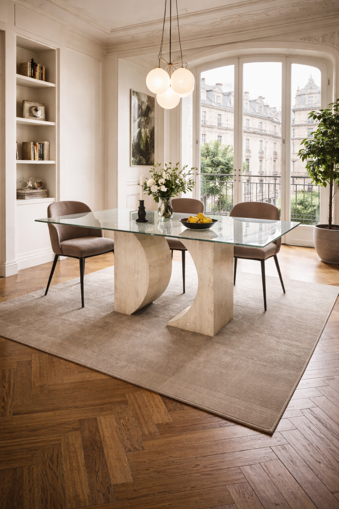 balma mesa comedor travertino natural