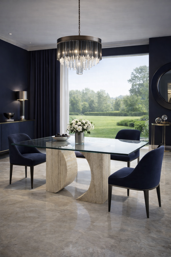 mesa comedor diseño en mámrol Balma Travertino Creaciones Moll