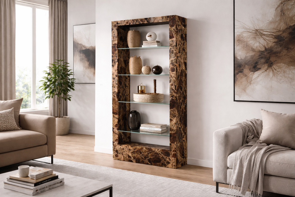 daida bookshlef marble glass