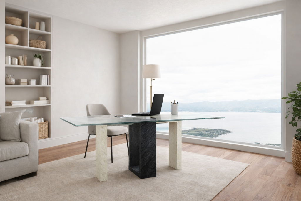 Ponte Mesa Mármol Moderna pizarra negra y mármol travertino