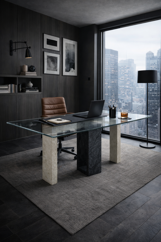 Ponte mesa moderna comedor mármol y pizarra negra