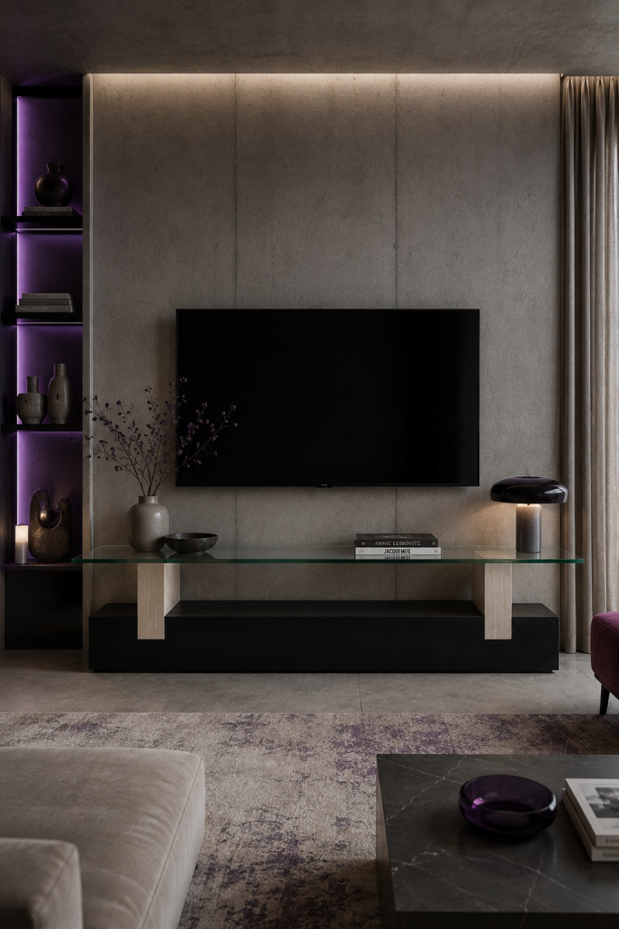 Argenta TV cabinet by Meddel, handcrafted marble, slate and glass designer furniture for contemporary living rooms