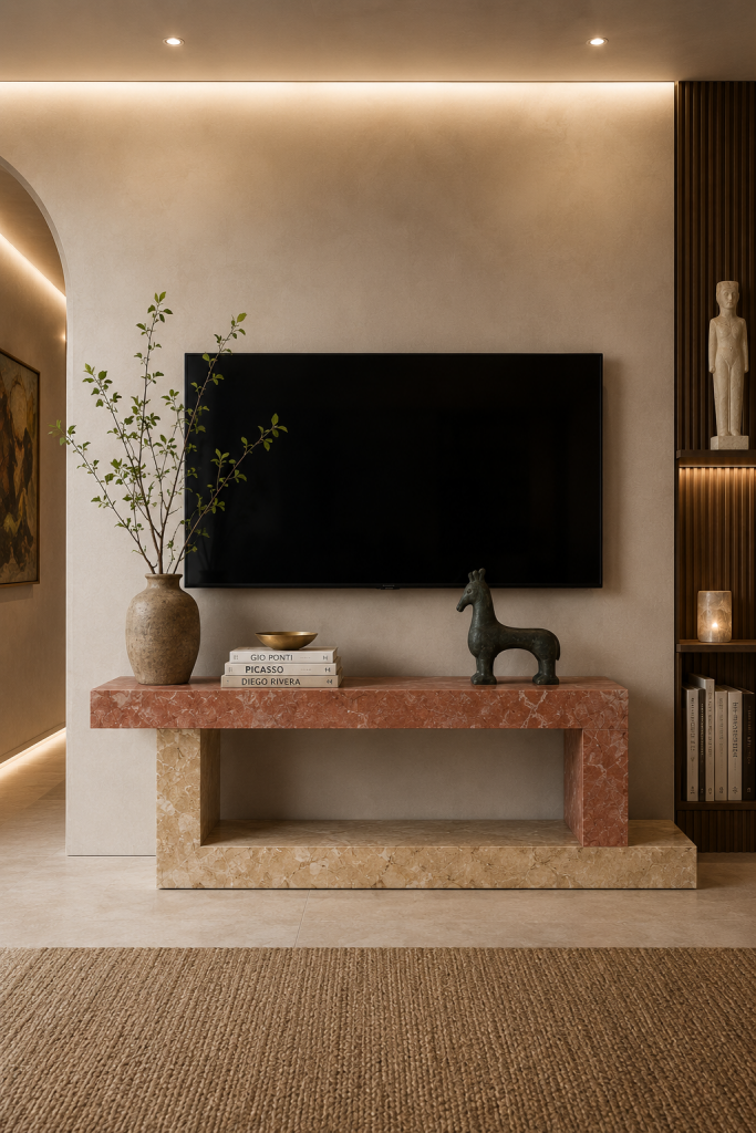 Foster TV de Meddel, mobiliario de diseño personalizable en medidas, acabados y variedades de mármol natural