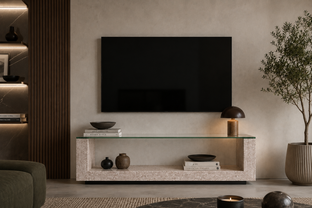 AMIA TV TRAVERTINE MARBLE TABLE