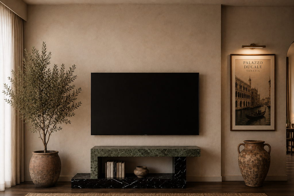 FOSTER TV TABLE CARRARA MARBLE NERO MARQUINA DESIGN